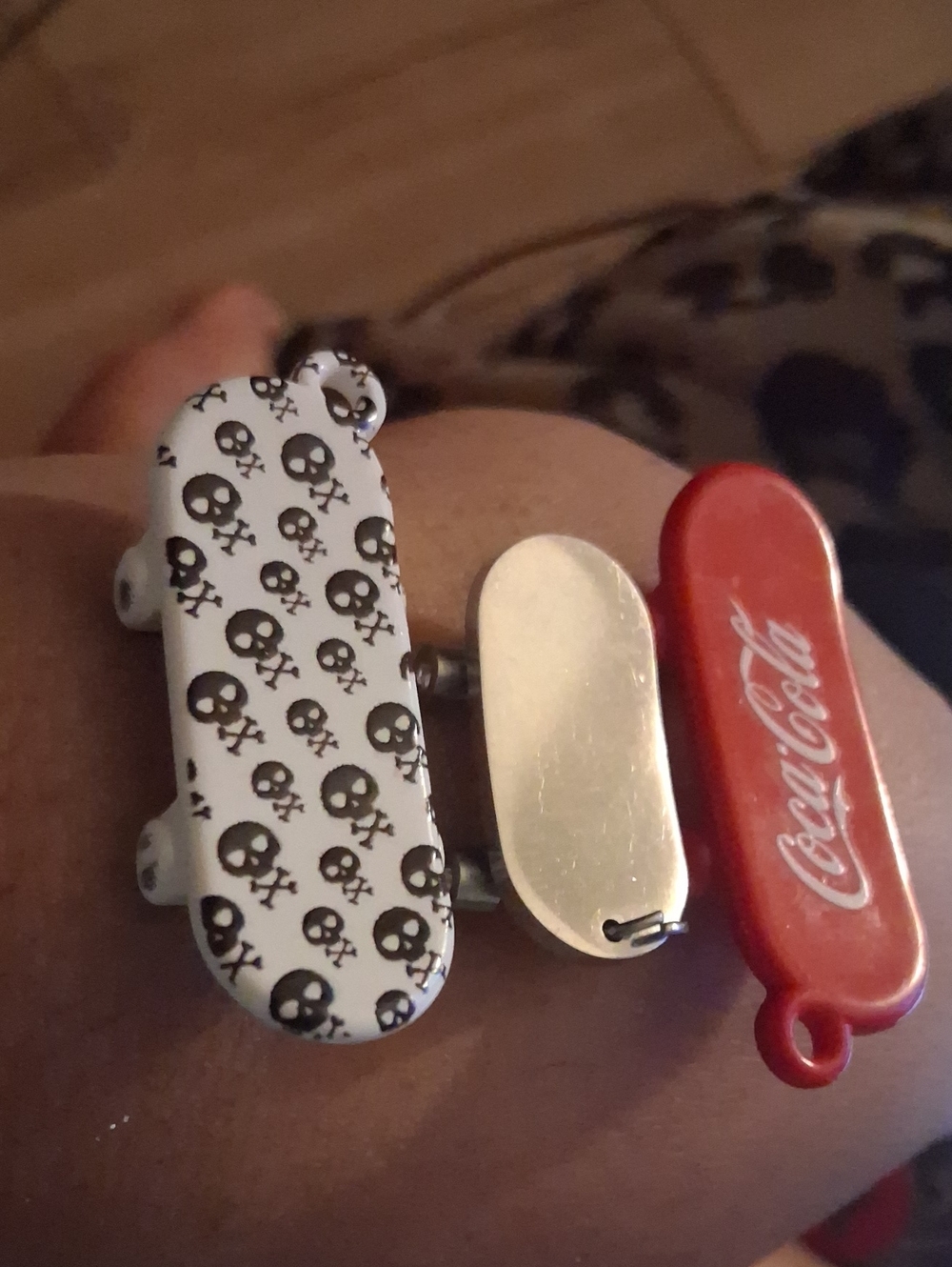 Coca Cola, White Skull, And Silver Skateboard Charm Set